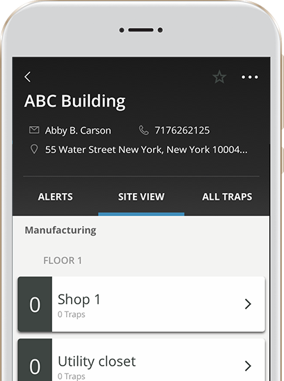 A mobile phone showing traps being monitored in the app