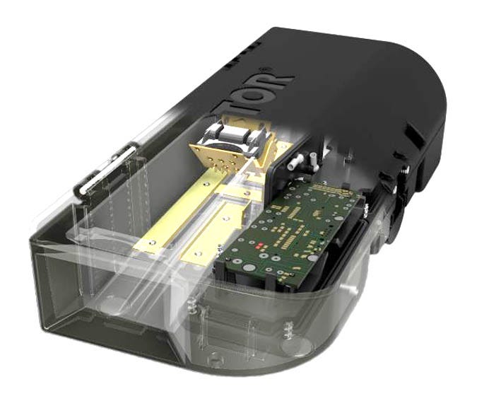 Cutaway view of a VLink trap, showing internal workings